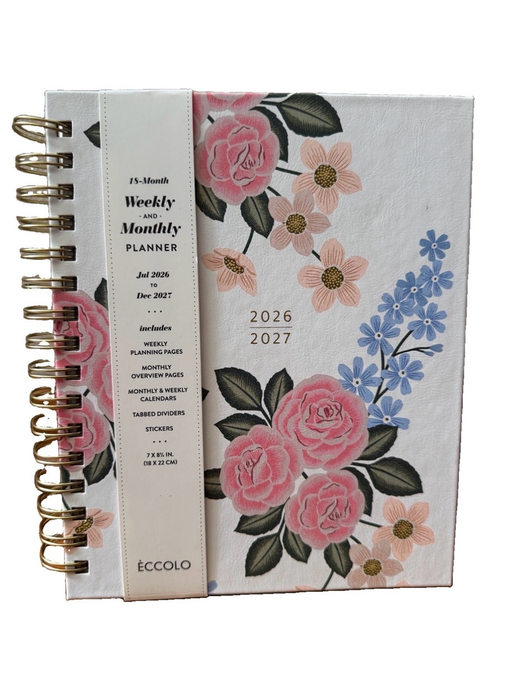 Eccolo Planner 2026- 2027 18-Month Weekly & Monthly Planner Hard Cover 8x7.5”